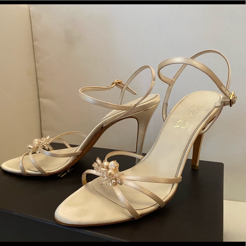 Badgley Mischka Ivory Embellished Sandals